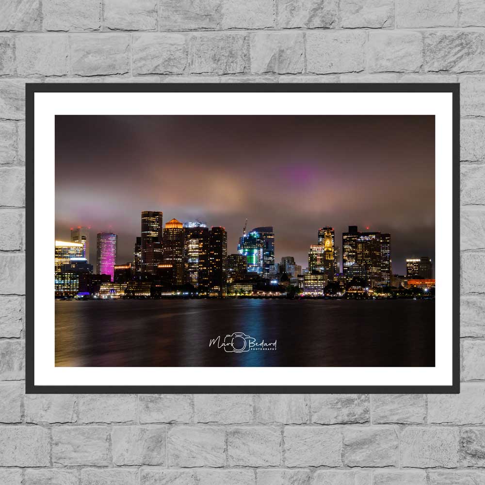 City_of_Boston_skyline_main Boston Nighttime Skyline photo in a frame