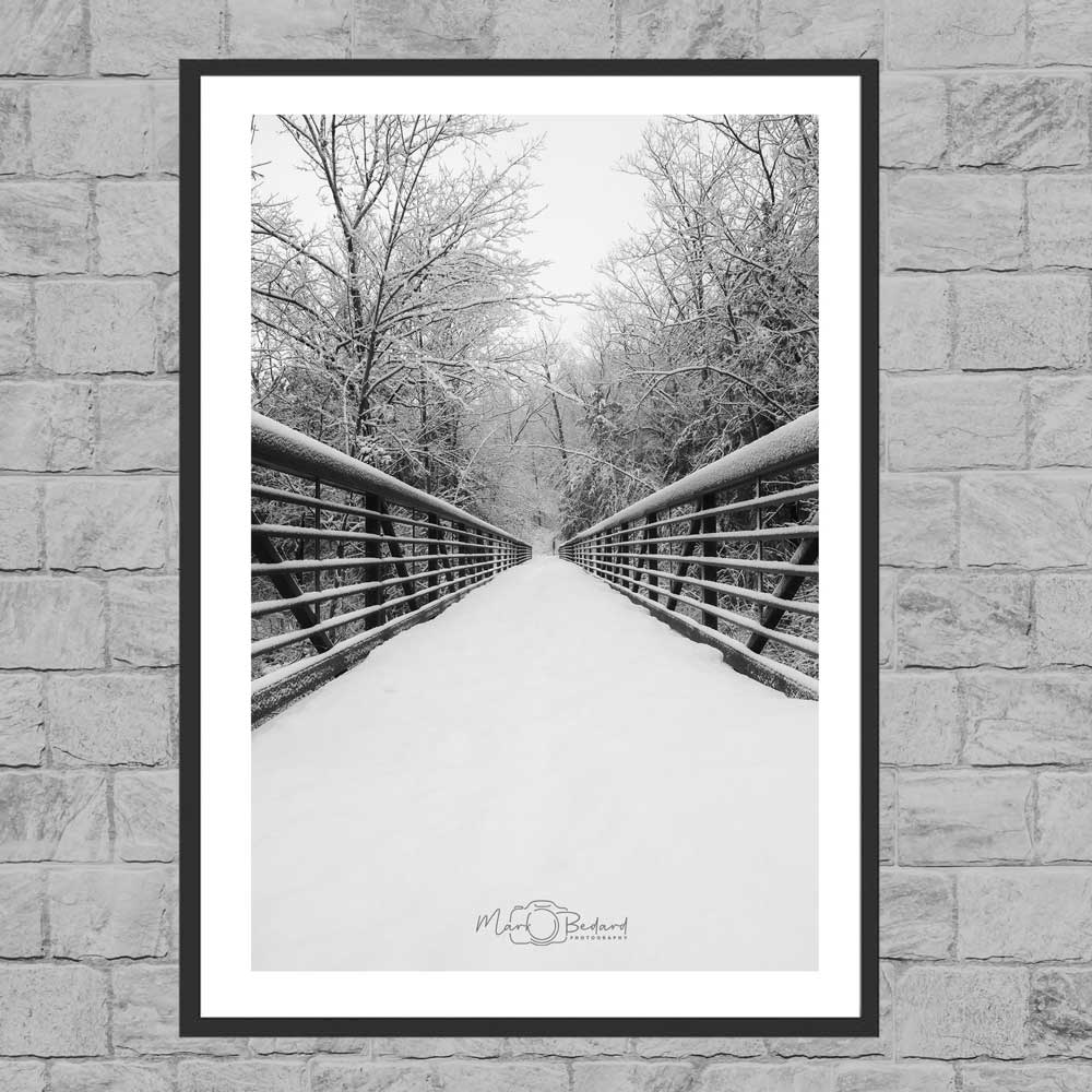 newfound_river_foot_bridge_snow_main Newfound River Pedestrian Footbridge in the Winter photo in a frame